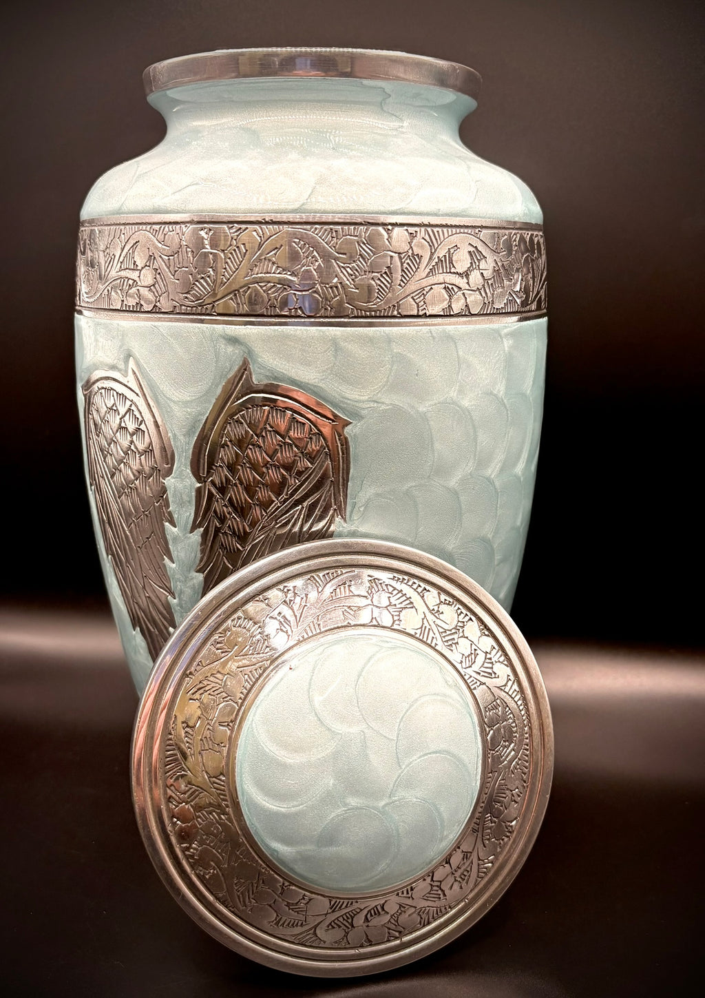 Light Blue Angel Wings Auminium Adult Cremation Urn