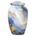 Blue Marble Look Aluminum Adult Cremation Urn
