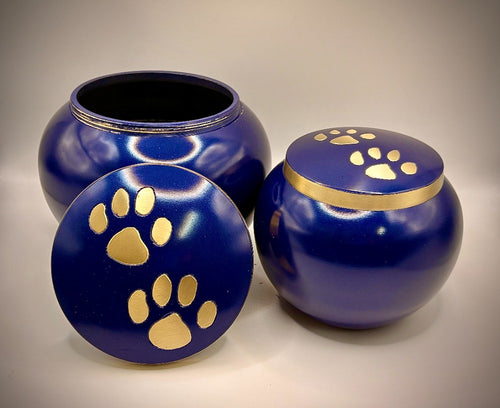 Brass Odyssey Deep Heritage Blue Pet Cremation Urn