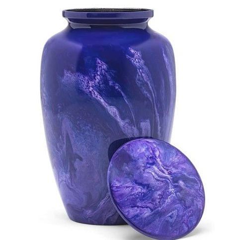 Dark Blue Marble Look Adult Cremation Urn