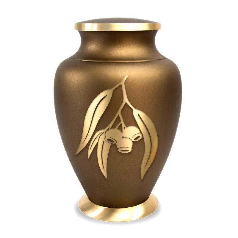 Gum Leaf Brass Adult Cremation Urn