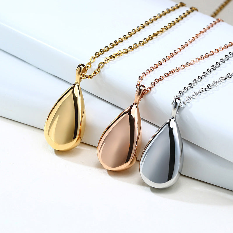 Teardrop Urn Pendant Necklace Stainless Steel Cremation Jewelry Necklace for Ashes