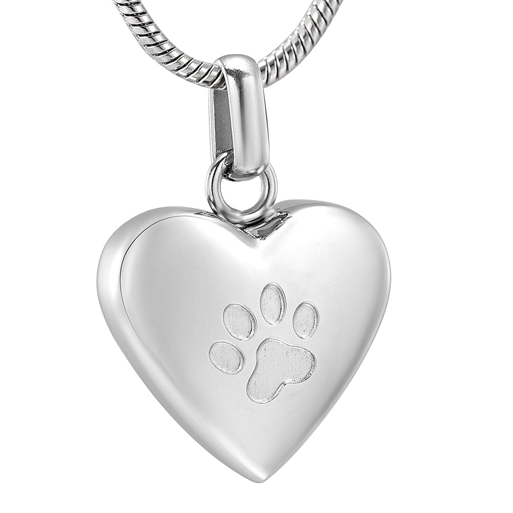 Paw Print Pet Heart Urn Necklace Memorial Keepsake Cremation Jewellery