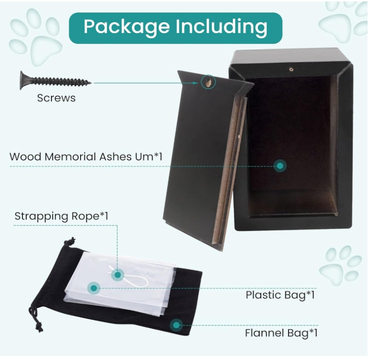 Eco-Friendly Wooden Urn with Photo Frame Simple Style Pet Crmation Urn