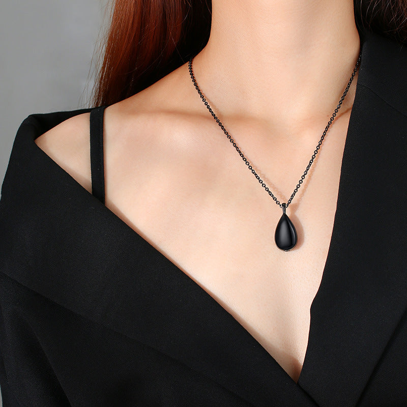 Teardrop Urn Pendant Necklace Stainless Steel Cremation Jewelry Necklace for Ashes