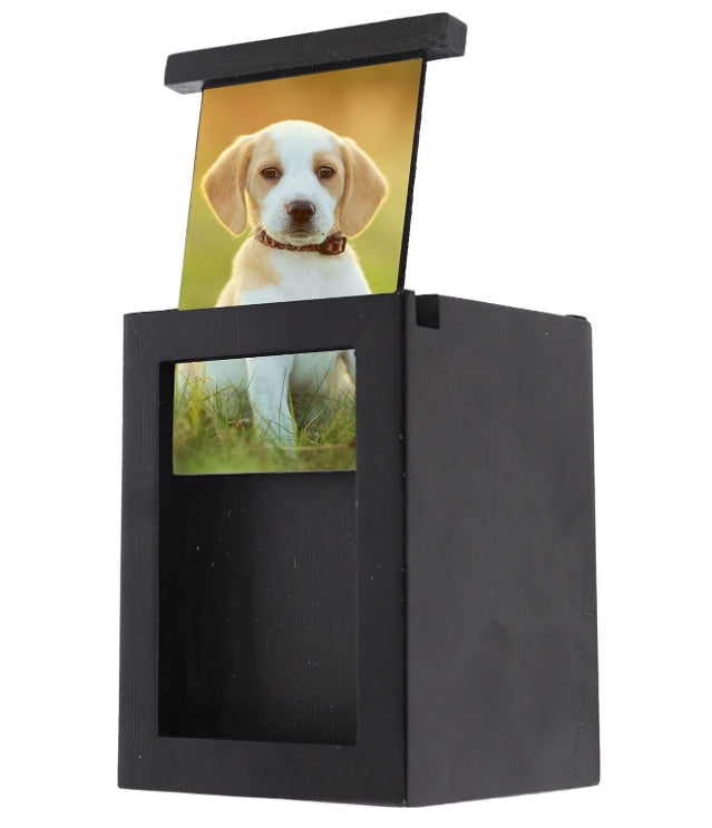 Eco-Friendly Wooden Urn with Photo Frame Simple Style Pet Crmation Urn