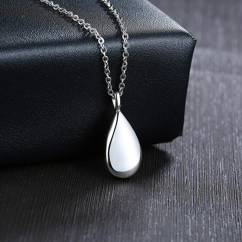 Teardrop Urn Pendant Necklace Stainless Steel Cremation Jewelry Necklace for Ashes