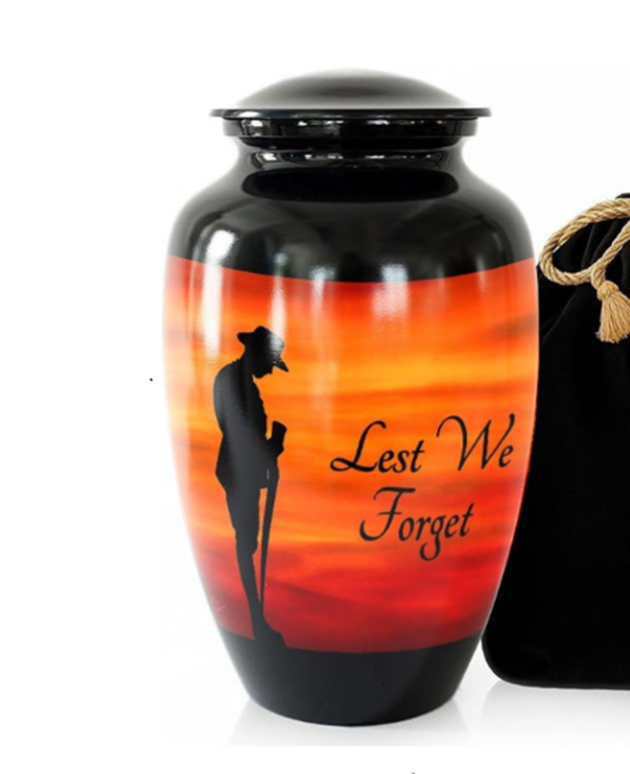 Lest We Forget Aluminium Adult Cremation Urn