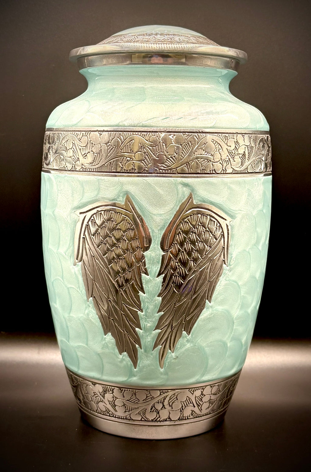 Light Blue Angel Wings Auminium Adult Cremation Urn