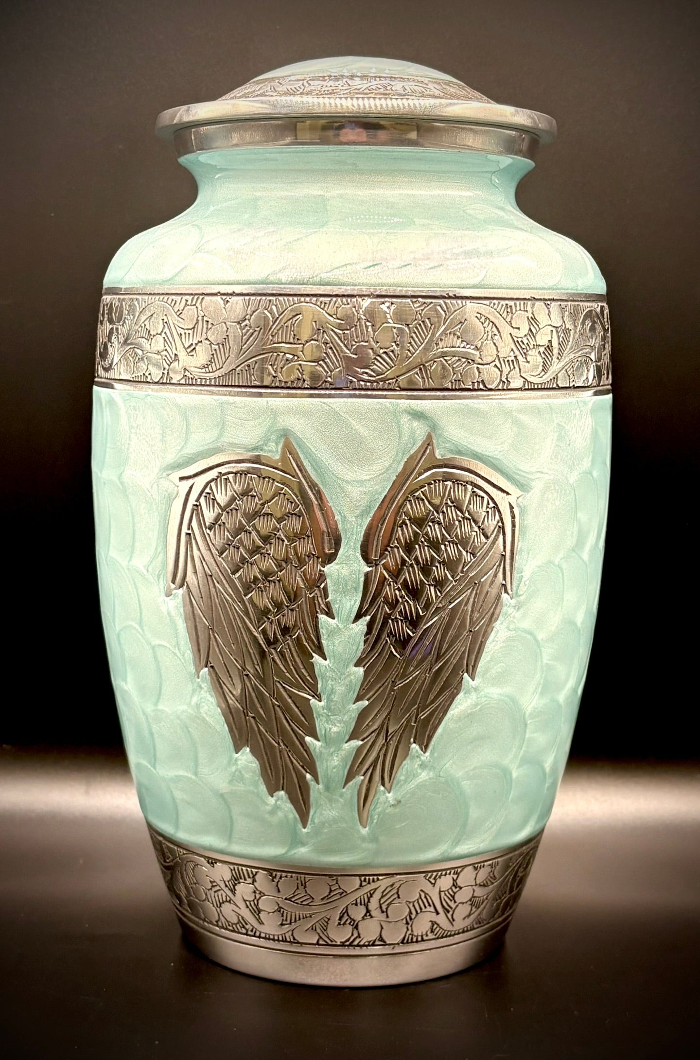 Light Blue Angel Wings Auminium Adult Cremation Urn