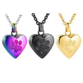 Paw Print Pet Heart Urn Necklace Memorial Keepsake Cremation Jewellery
