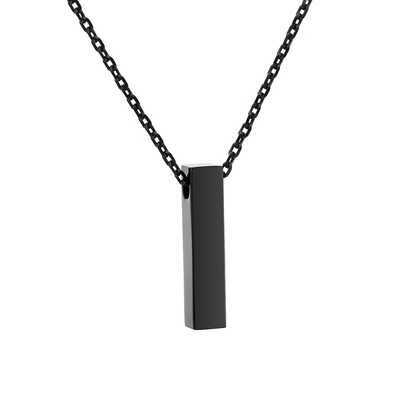 Square Stainless Steel Ash Memorial Pendant Black