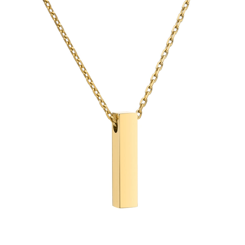 Square Stainless Steel Ash Memorial Pendant Gold