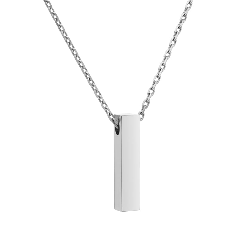 Square Stainless Steel Ash Memorial Pendant silver
