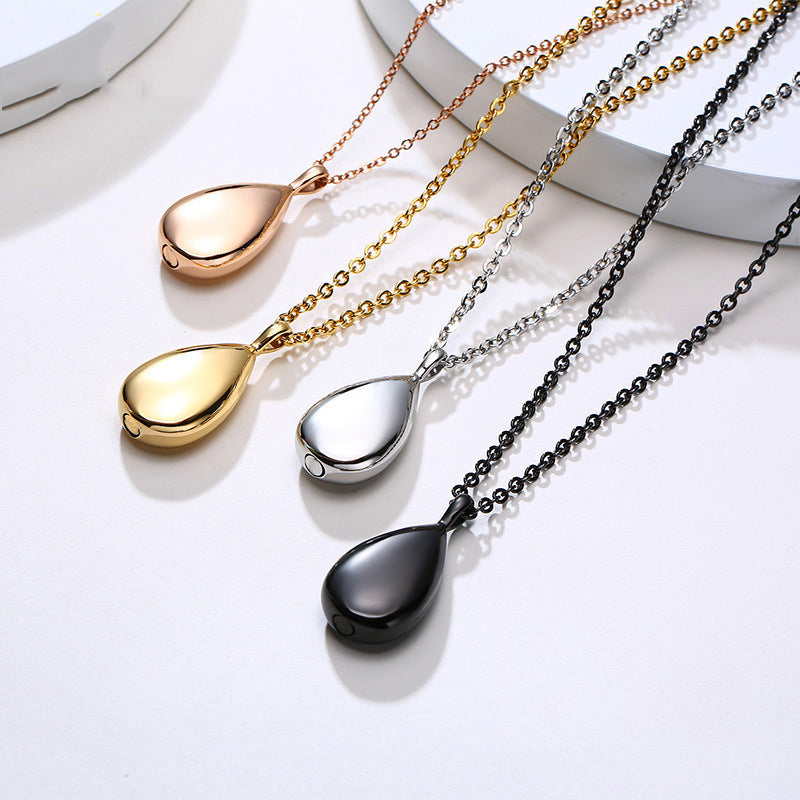 Teardrop Urn Pendant Necklace Stainless Steel Cremation Jewelry Necklace for Ashes