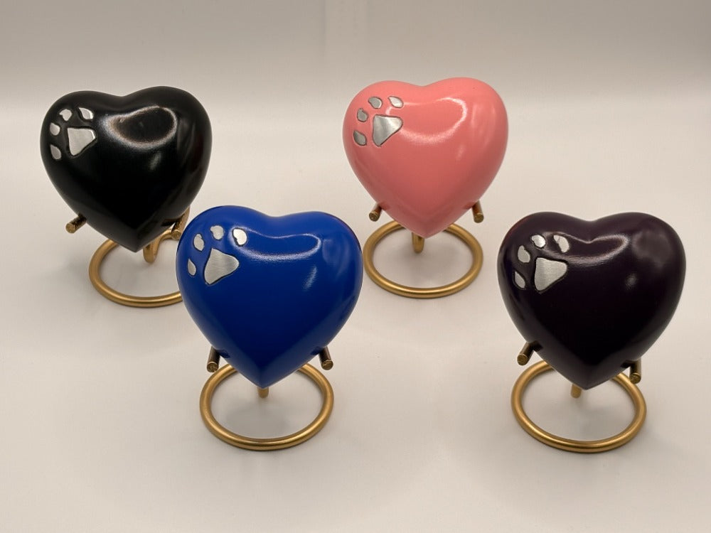 Heart Paw Print Aluminium Keepsake Urn