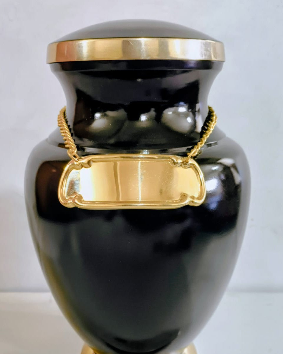 Gold Name Plate on Chain for Cremation Urn