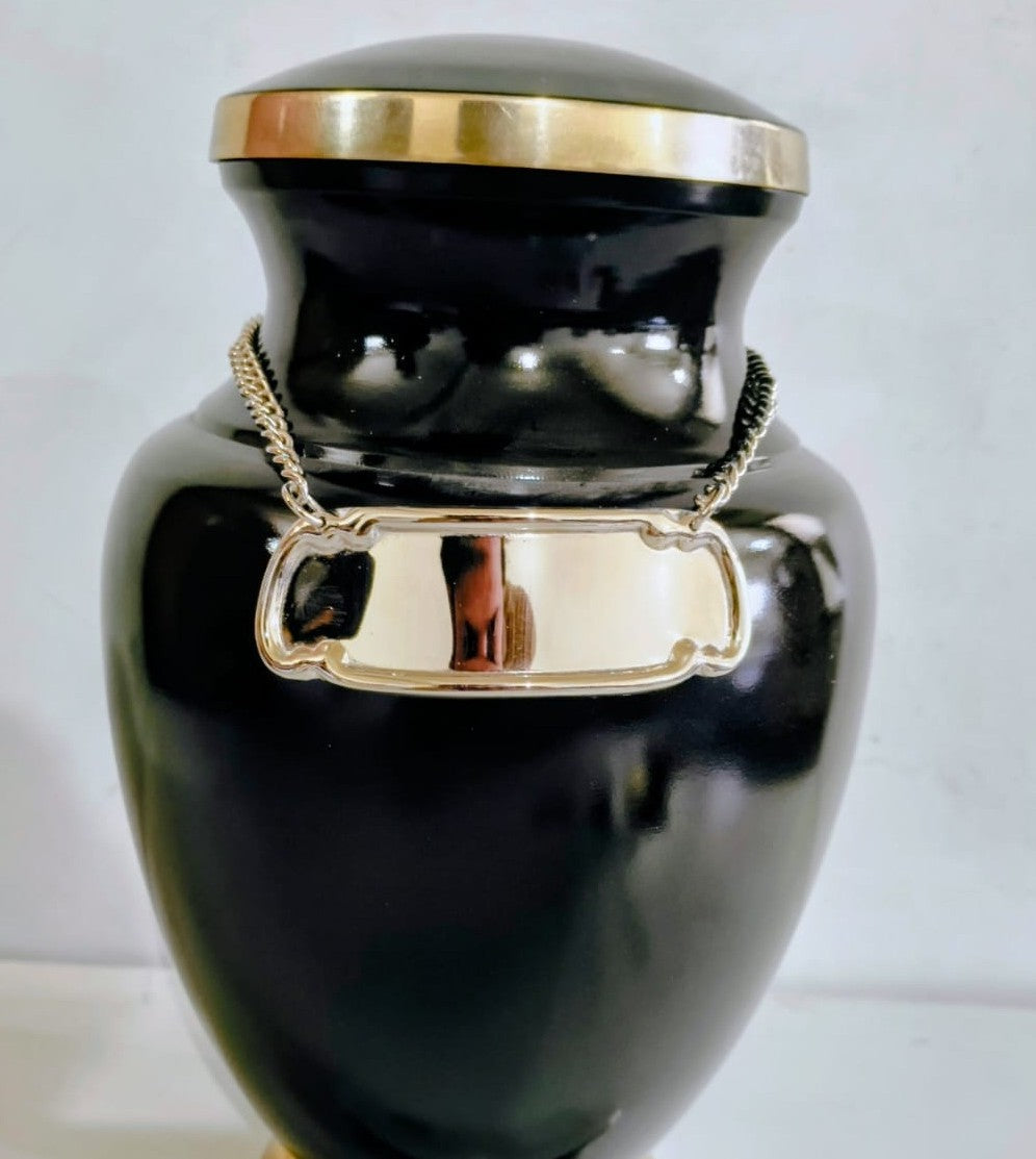 Silver Name Plate on Chain for Cremation Urn
