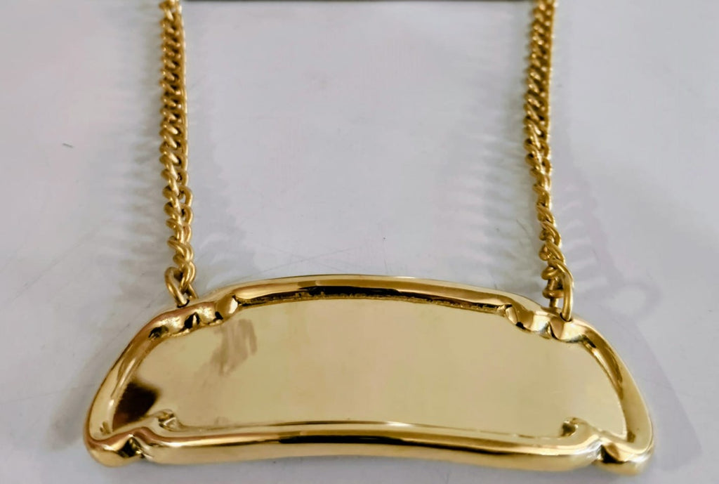 Gold Name Plate on Chain for Cremation Urn